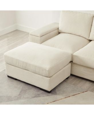 Corduroy Sectional Sofa with Ottomans