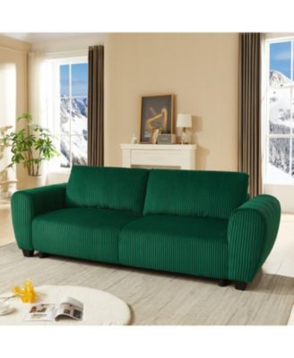 Streamdale Green Corduroy Convertible Sleeper Sofa with Storage