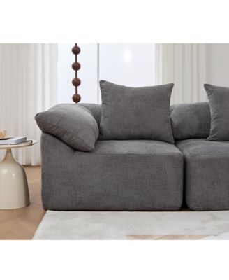 Streamdale 142" L-Shaped Chenille Sectional Sofa Sleeper with Ottoman, Gray