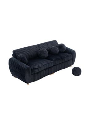 84" Black Corduroy Sofa Couch
