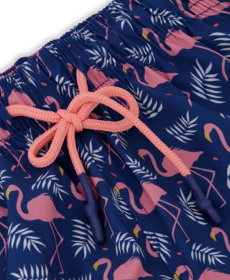 Men's Flamingo-Pattern Woven Swim Trunks