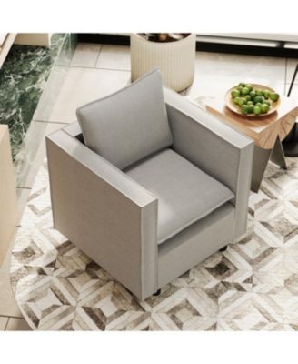 Streamdale 1-Piece Linen & Foam Accent Chair – Soft Cushion, Deep Seat, Rounded Armrests, Modern Single Sofa