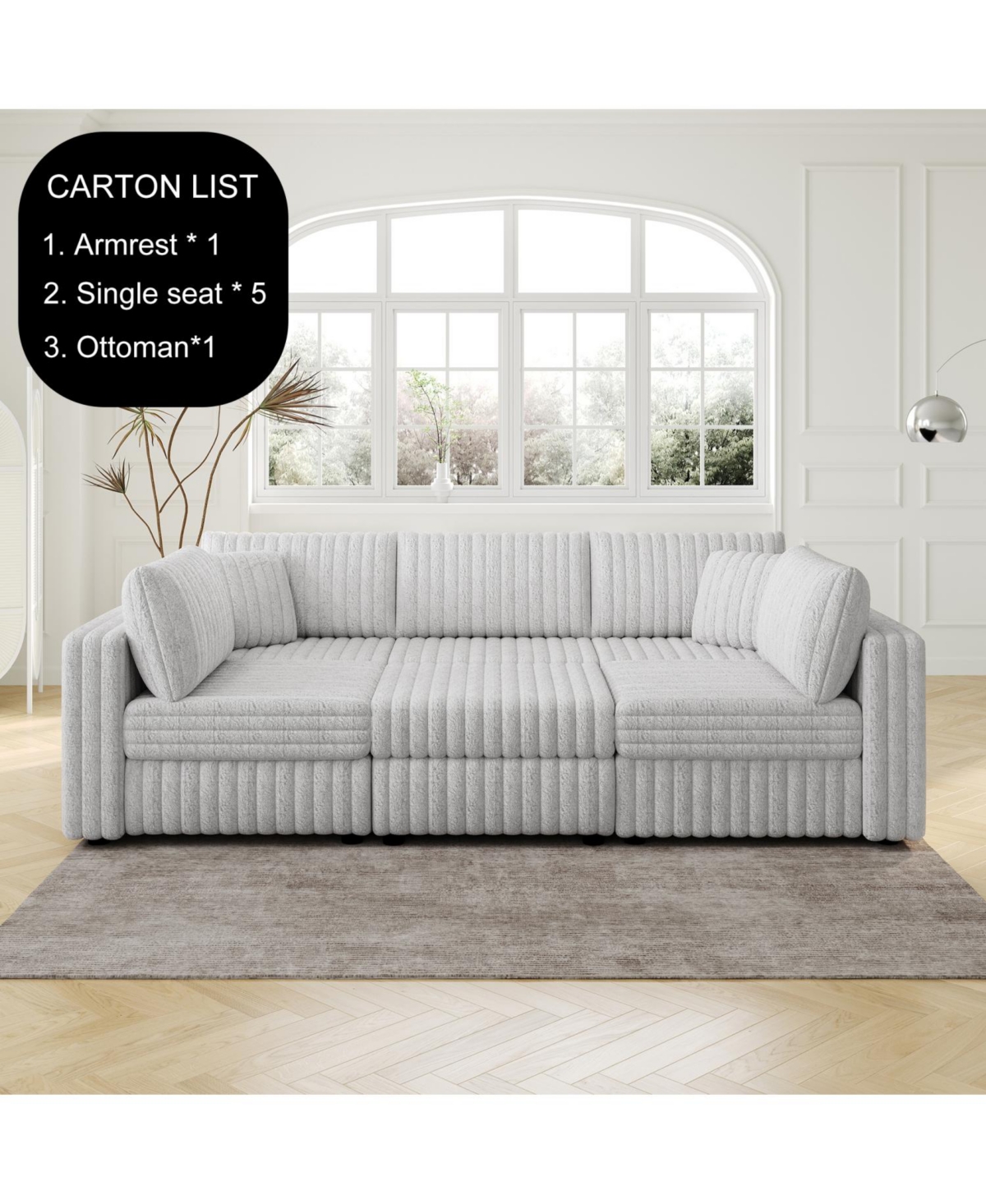 Streamdale Furniture 6-Person U-Shaped Sofa with Ottoman, Modern Comfort and Style, 106.3" x 30.7