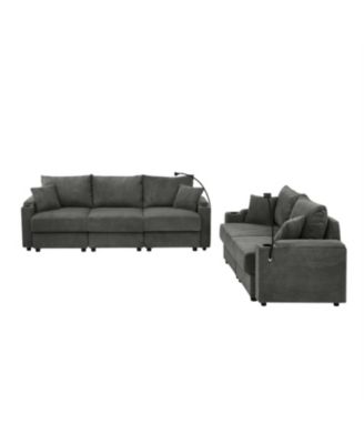 Modern 2-Piece Corduroy Sofa Set with Storage, Cup and Phone Holders