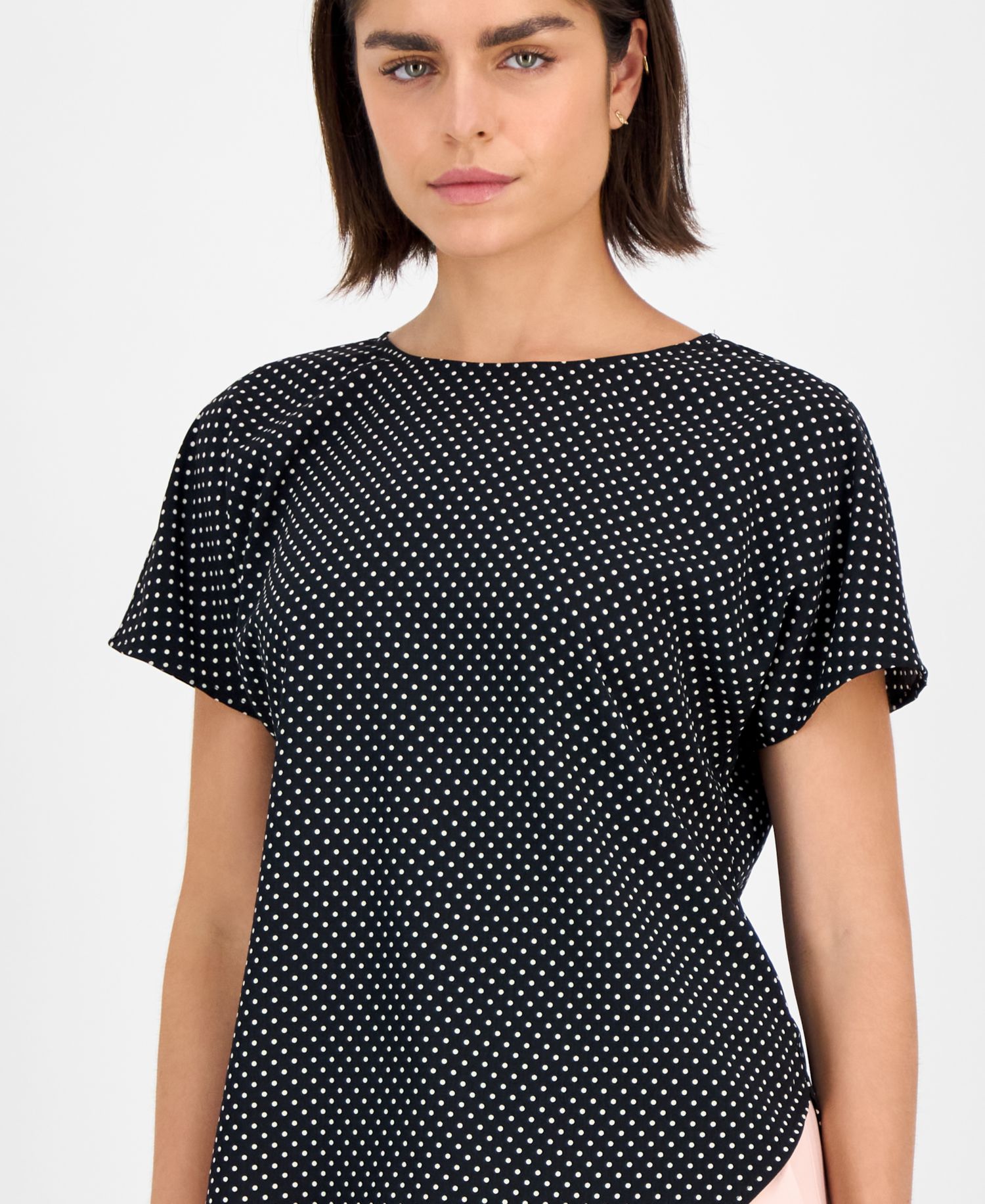 Petite Printed Boat-Neck Top