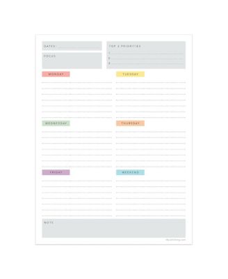 Simply Weekly Color Coded Task Pad