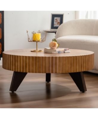 35.4 "Round Retro Coffee Table, Coffee Table Suitable For Coffee and Home Decor