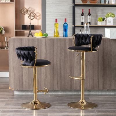 Adjustable Swivel Bar Stools with Chrome Base (Set of 2)