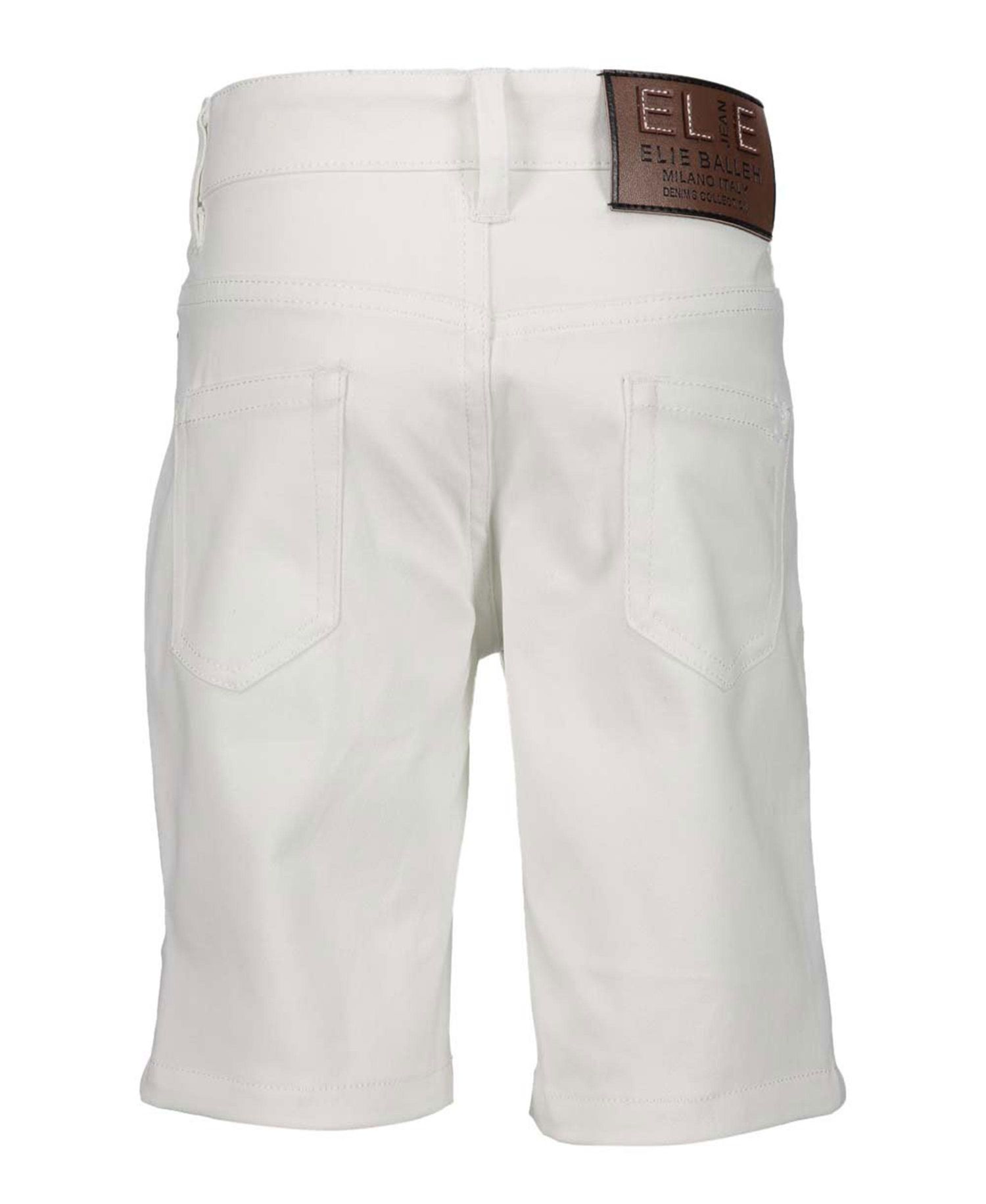 Big Boys White Cotton Twill Short