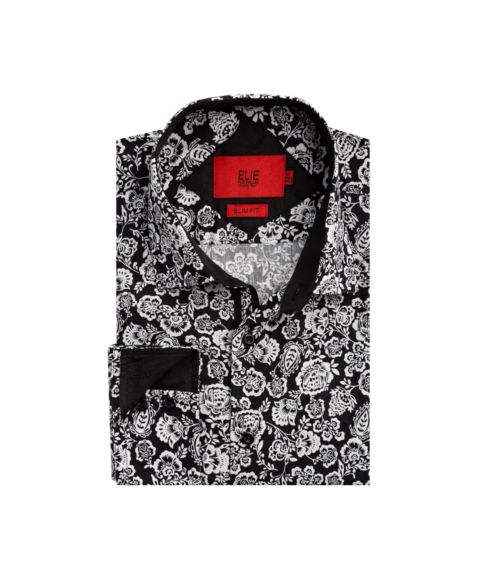 Рубашка Elie Balleh Slim Fit Paisley Print Shirt для мальчиков, цвет: Чёрный