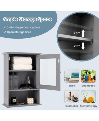 Wall Mounted Bathroom Cabinet Storage Organize Hanging Medicine Adjustable Shelf