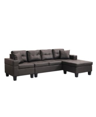 Streamdale Modern Chaise Sectional (4-Seater, Chocolate Brown)