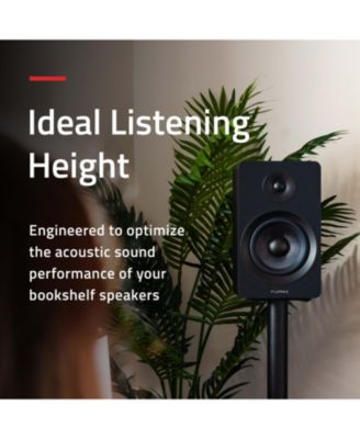 Floor Speaker Stands for Surround Sound and Bookshelf Speakers with Solid Construction, Adjustable Floor Spikes, Rubber Isolation Feet, Cable Management, Square Base - Matte Black/Pair (SS05S)