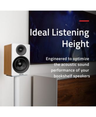 Floor Speaker Stands for Surround Sound and Bookshelf Speakers with Solid Construction, Adjustable Floor Spikes, Rubber Isolation Feet, Cable Management, Square Base - Matte White/Pair SS05SWH