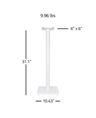 Floor Speaker Stands for Surround Sound and Bookshelf Speakers with Solid Construction, Adjustable Floor Spikes, Rubber Isolation Feet, Cable Management, Square Base - Matte White/Pair SS05SWH