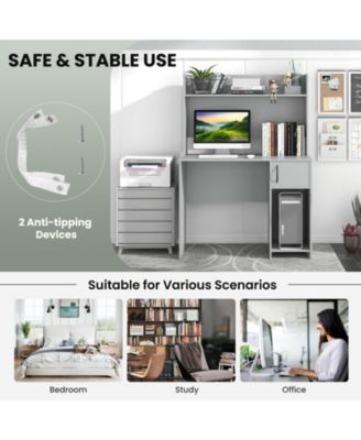 Home Office Desk with Raised Display Shelf and 2 Open Shelves