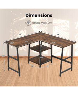 L-Shaped Corner Computer Desk with Storage Shelves