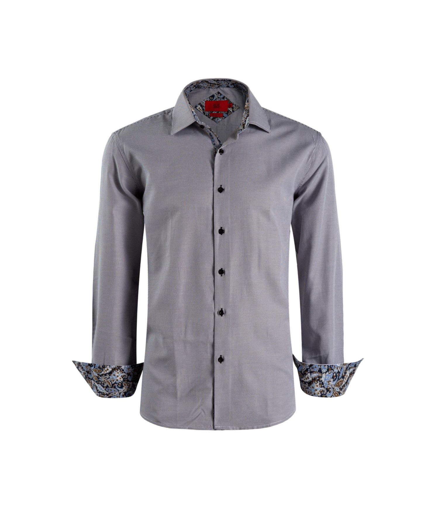 Рубашка Elie Balleh Black Slim Fit Houndstooth Dress Button-Down Shirt для мальчиков, цвет: Чёрный — фото 2