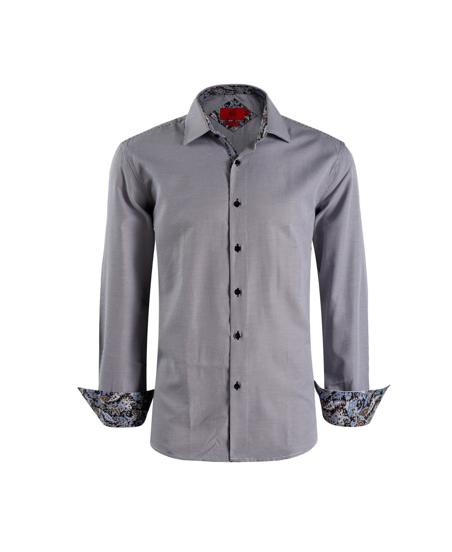 Big Boys Black Slim Fit Houndstooth Dress Button-Down Shirt