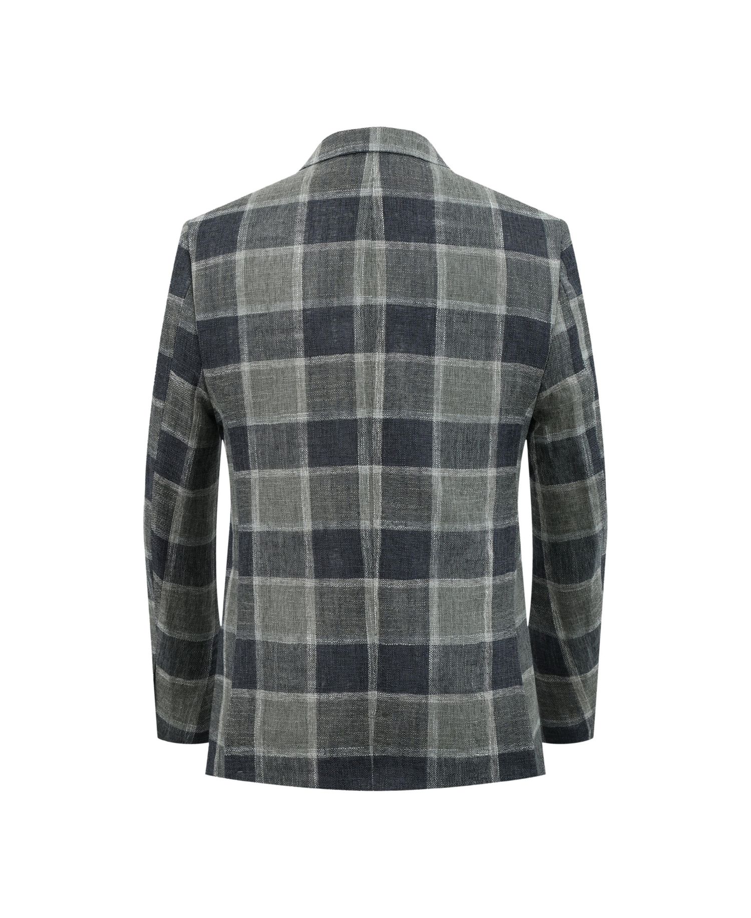 Boys Grey Slim Fit Plaid Blazer
