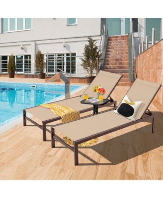 Aluminum Patio Chaise Lounge Outdoor Adjustable Lounge Chair W/ 6-Position Backrest