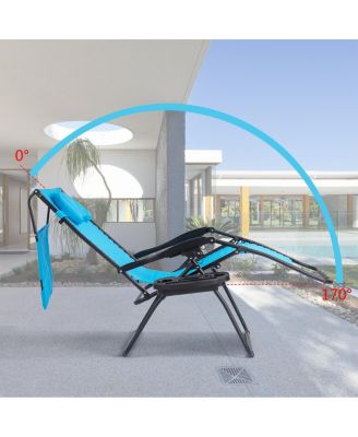 Folding Recliner Zero Gravity Lounge Chair W/ Shade Canopy Cup Holder