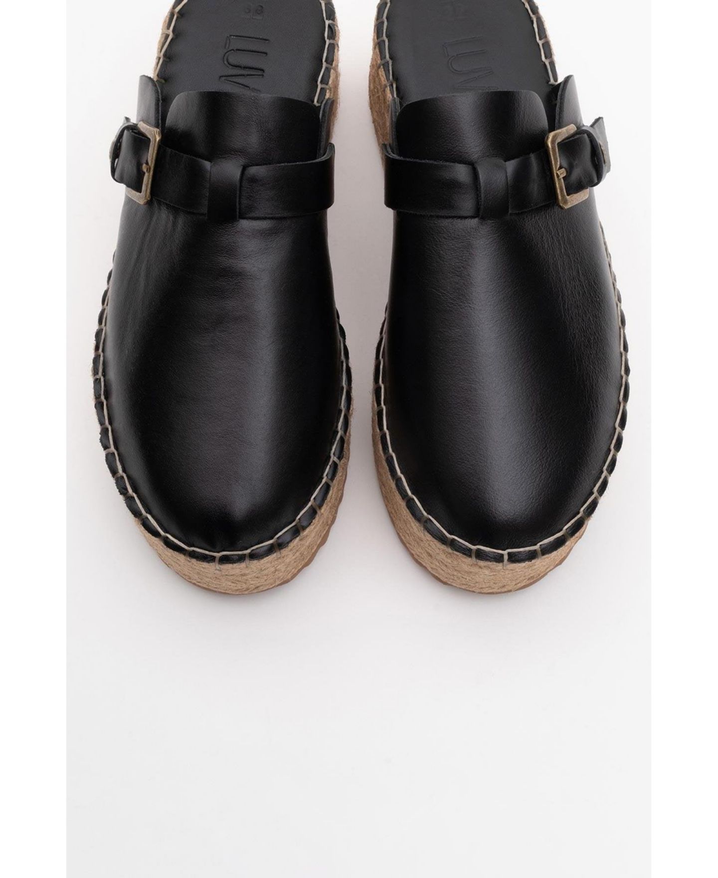 Женские сабо Forever & Always Shoes Novas Leather Platform Espadrille Mule (Women), цвет: Чёрный кожаный — фото 2