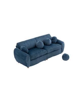 Streamdale 84" Blue Corduroy Sofa Couch