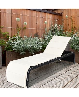 Adjustable Rattan Recliner Chaise Lounge Chair w/ Cushion Outdoor Patio