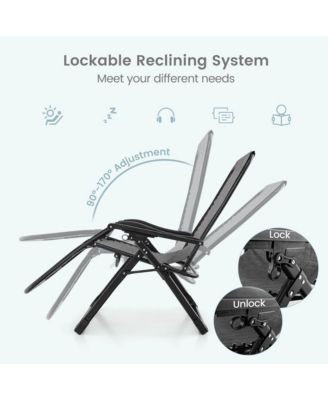 Zero Gravity Chair Folding Recliner Lounge Chair w/ Cushion Cup Holder