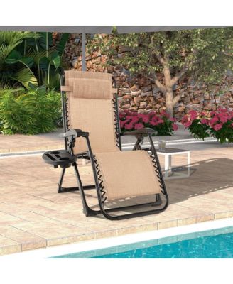 Zero Gravity Chair Folding Recliner Lounge Chair with Cushion Cup Holder