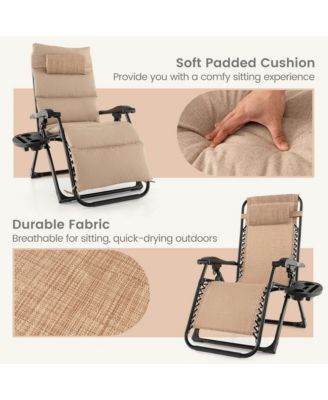 Zero Gravity Chair Folding Recliner Lounge Chair with Cushion Cup Holder