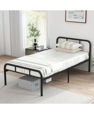 Twin Bed Frame Metal Platform Bed Base w/ Headboard & Footboard Under Bed Storage