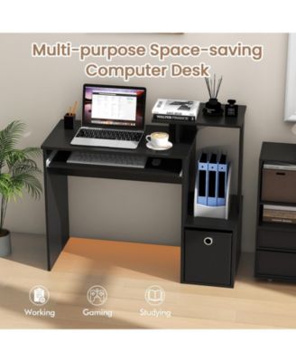 Space-saving Computer Desk with Pull-out Keyboard Tray