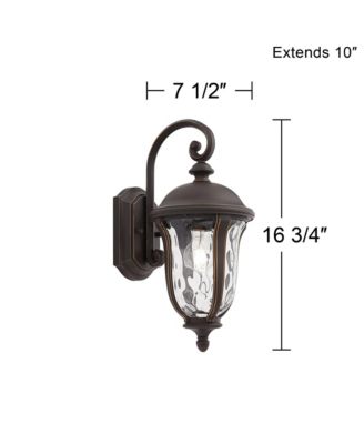 Park Sienna Rustic Vintage Outdoor Wall Light Fixtures Set of 2 Bronze Metal 16 3/4" Clear Hammered Glass for Post Exterior