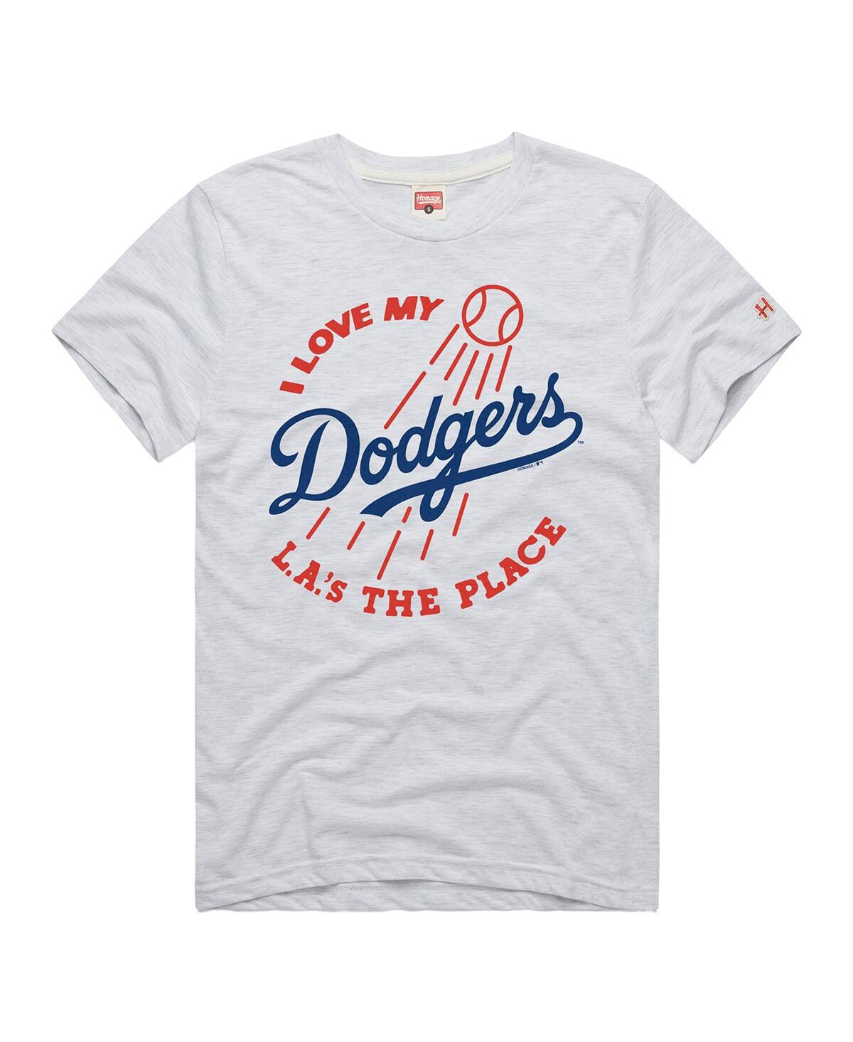 Homage Men's Ash Los Angeles Dodgers Hyper Local Tri-blend T-shirt