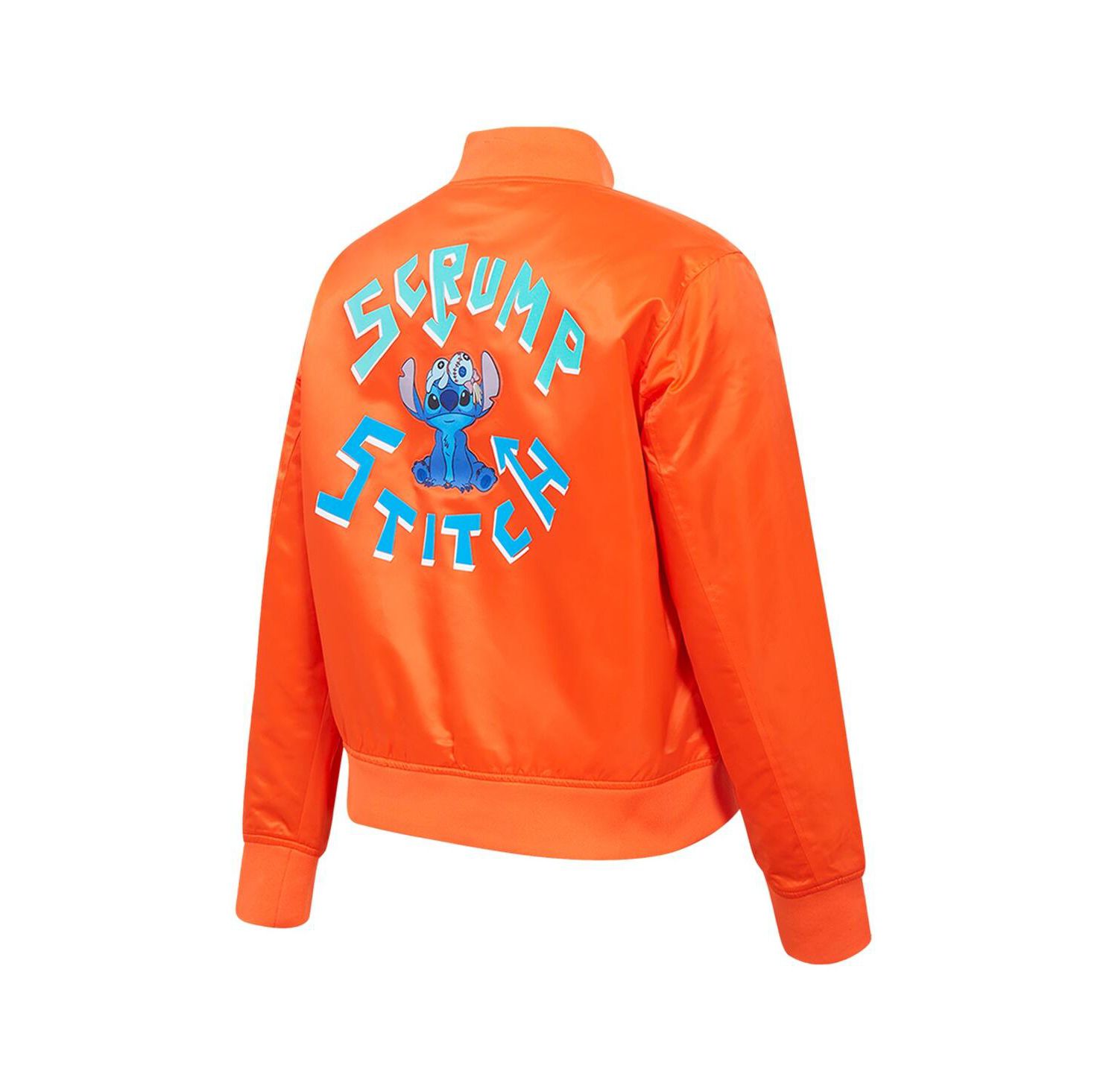 Women's Orange Lilo and Stitch Scrump Stitch Full-Snap Satin Jacket