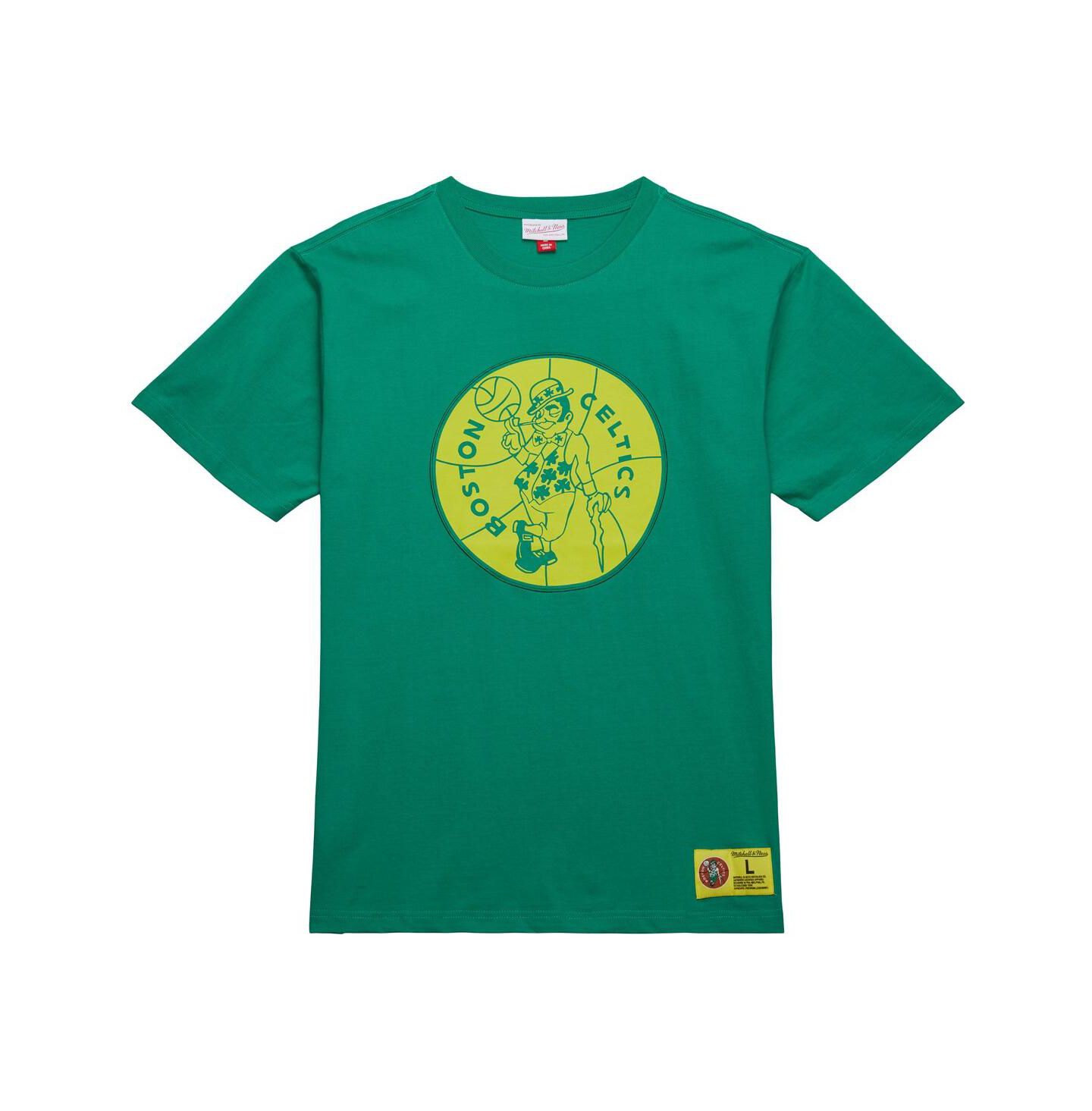 Мужская футболка Mitchell & Ness Kelly Green Boston Celtics Hardwood Classics Neon Nights Premium — фото 2