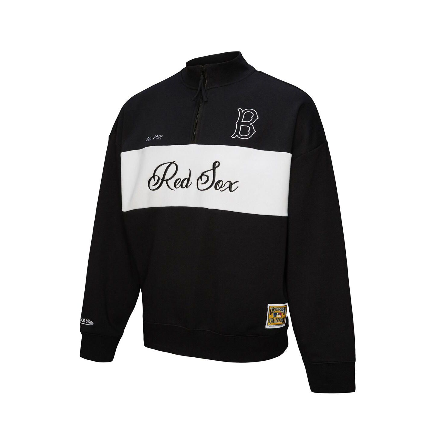 Женский свитер Mitchell & Ness Black Boston Red Sox Quarter-Zip Pullover Top — фото 2