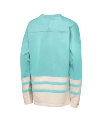 Big Boys and Girls Light Blue Seattle Kraken Chainstitch Heavyweight Long Sleeve Top