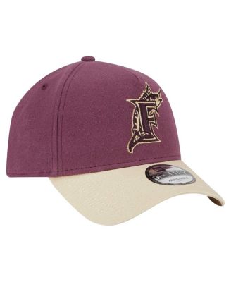 Men's Maroon Florida Marlins Cooperstown Collection Moleskin A-Frame 9FORTY Adjustable Hat