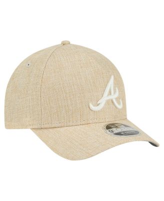 Men's Beige Atlanta Braves Cotton Weave M-Crown A-Frame 9FORTY Adjustable Hat