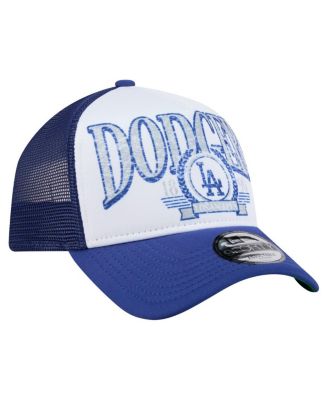 Men's White/Royal Los Angeles Dodgers Trucker A-Frame 9FORTY Adjustable Hat
