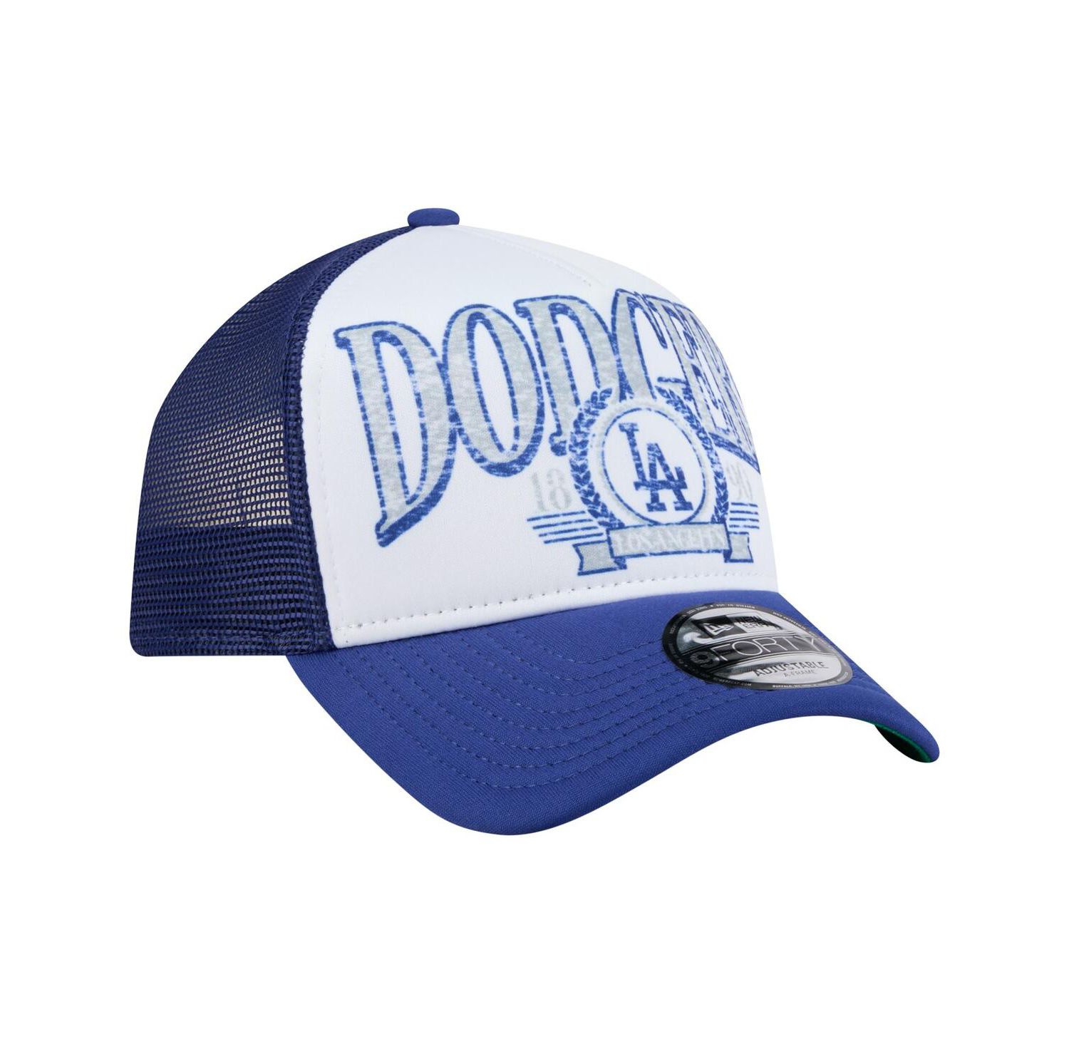 Men's White/Royal Los Angeles Dodgers Trucker A-Frame 9FORTY Adjustable Hat