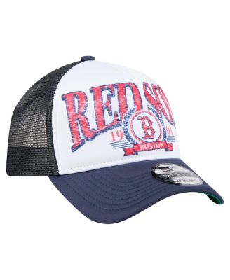 Men's Navy Boston Red Sox Distressed 9FORTY A-Frame Adjustable Trucker Hat