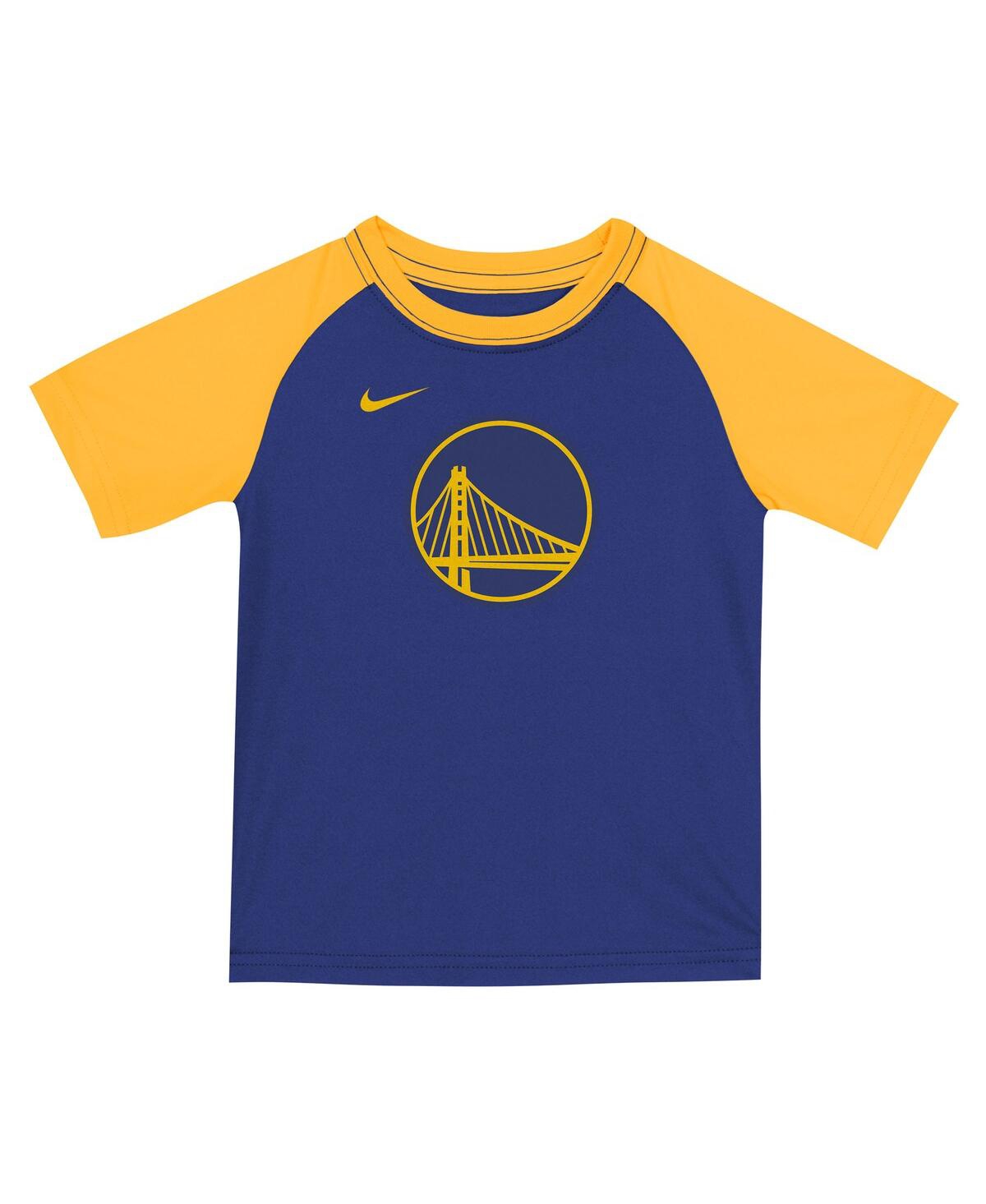 Nike Big Boys And Girlsâ 2-piece Royal Golden State Warriors Practice T-shirt And Shorts Set