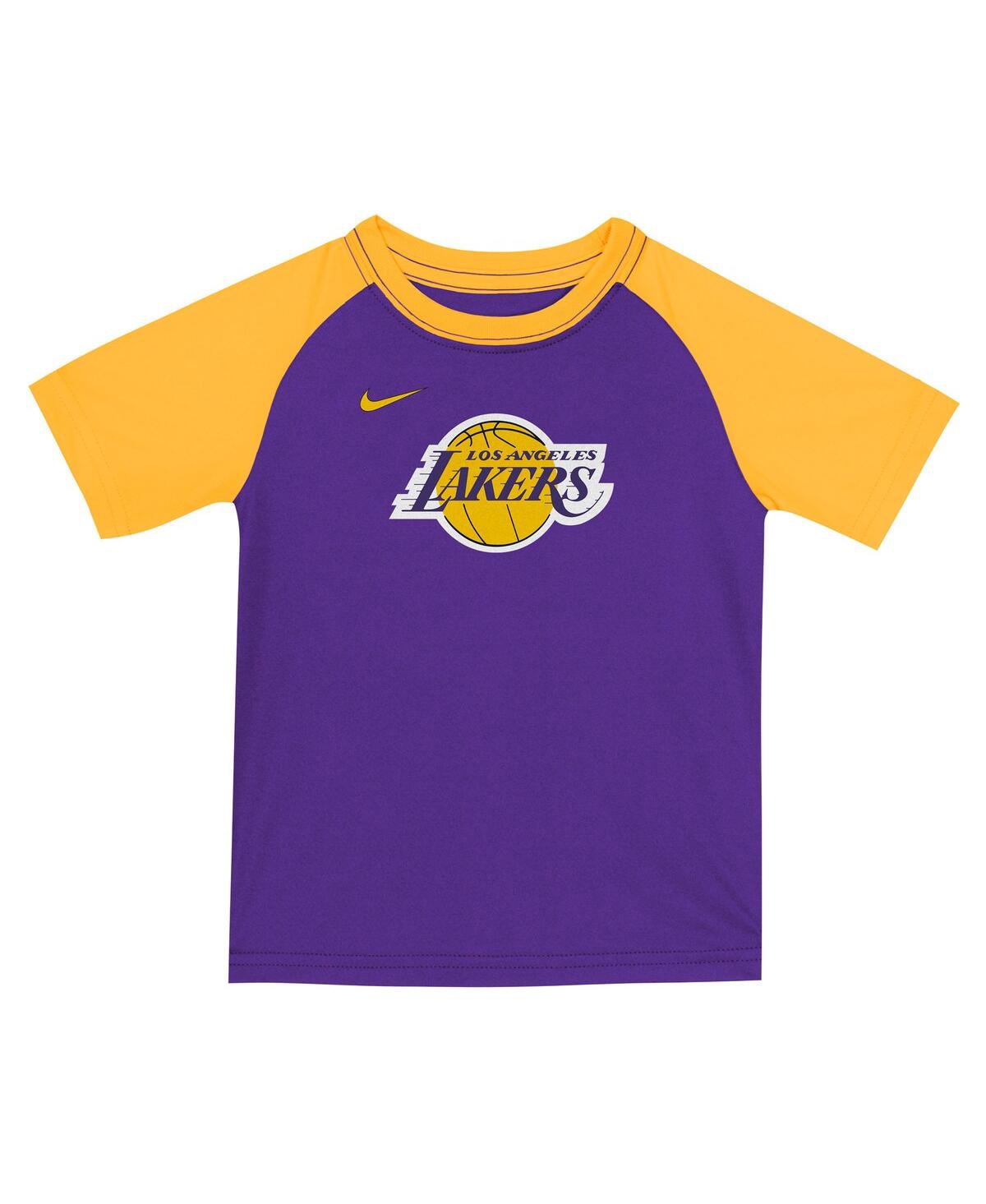 Nike Big Boys And Girlsâ 2-piece Purple Los Angeles Lakers Practice T-shirt And Shorts Set