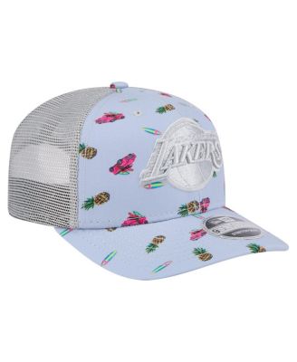 Men's Light Blue/Gray Los Angeles Lakers Adventure Aloha Pattern 9SEVENTY Stretch-Snap Hat