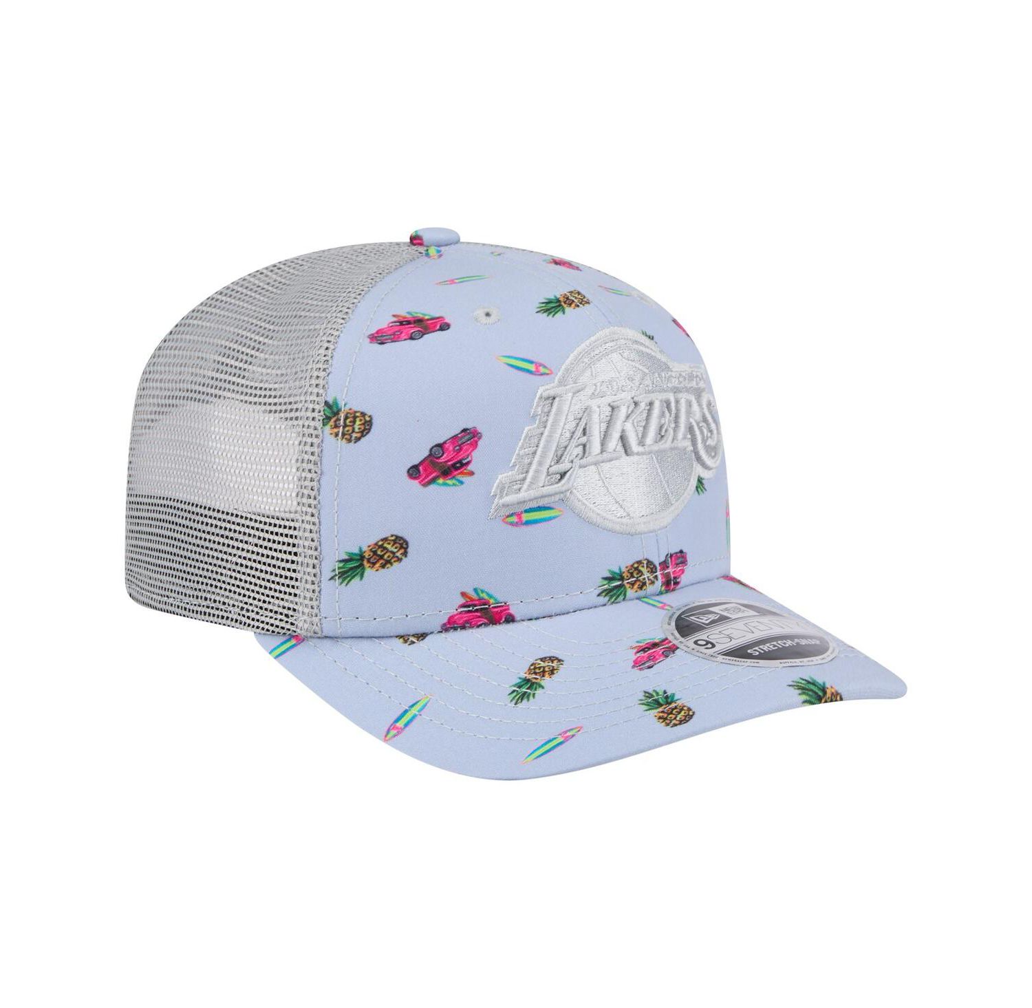 Men's Light Blue/Gray Los Angeles Lakers Adventure Aloha Pattern 9SEVENTY Stretch-Snap Hat