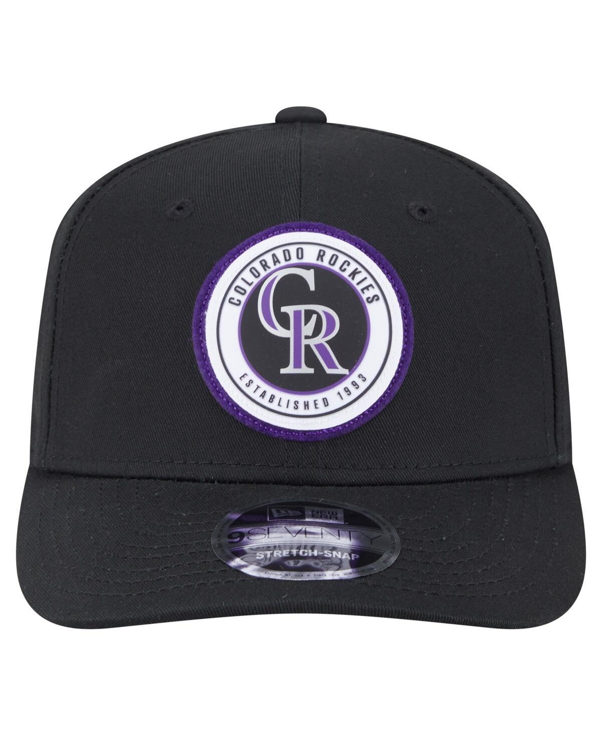 New Era Men's Black Colorado Rockies Circle Patch 9seventy Stretch-snap Hat